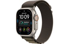 Apple Watch Ultra 4 Natural Titanium Case with Dark Olive Alpine Loop - Large (MJCR4+MK7C4)