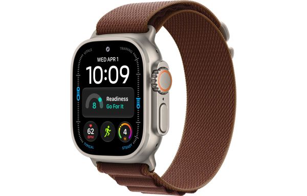 Apple Watch Ultra 4 Natural Titanium Case with Burgundy Alpine Loop - Medium (MJCR4+MK7E4)