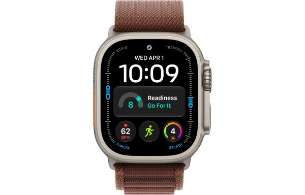 Apple Watch Ultra 4 Natural Titanium Case with Burgundy Alpine Loop - Small (MJCR4+MK7D4)