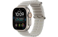 Apple Watch Ultra 4 Natural Titanium Case with Translucent Gray Ocean Band (MJAD4)