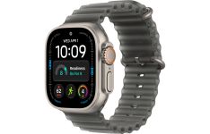 Apple Watch Ultra 4 Natural Titanium Case with Translucent Black Ocean Band (MJCR4+MK7P4)