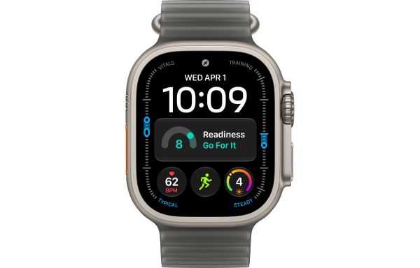 Apple Watch Ultra 4 Natural Titanium Case with Translucent Black Ocean Band (MJCR4+MK7P4)
