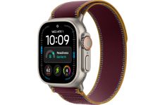 Apple Watch Ultra 4 Natural Titanium Case with Burgundy Trail Loop - S/M (MJCR4+MK8G4)