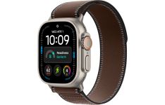 Apple Watch Ultra 4 Natural Titanium Case with Dark Umber Trail Loop - S/M (MJCR4+MK8J4)