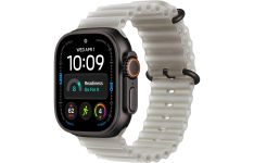 Apple Watch Ultra 4 Black Titanium Case with Translucent Gray Ocean Band (MJCT4+MKAQ4)