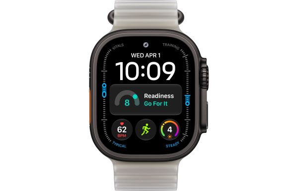 Apple Watch Ultra 4 Black Titanium Case with Translucent Gray Ocean Band (MJCT4+MKAQ4)