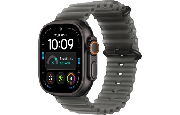 Apple Watch Ultra 4 Black Titanium Case with Translucent Black Ocean Band (MJAY4)