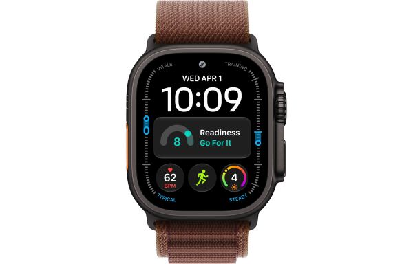 Apple Watch Ultra 4 Black Titanium Case with Burgundy Alpine Loop - Small (MJC04)