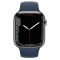 Apple Watch Series 7 LTE 41mm Graphite Stainless Steel Case with Abyss Blue Sport Band (MKHJ3)