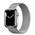 Apple Watch Series 7 LTE 41mm Silver Stainless Steel Case with Silver Milanese Loop (MKHX3)
