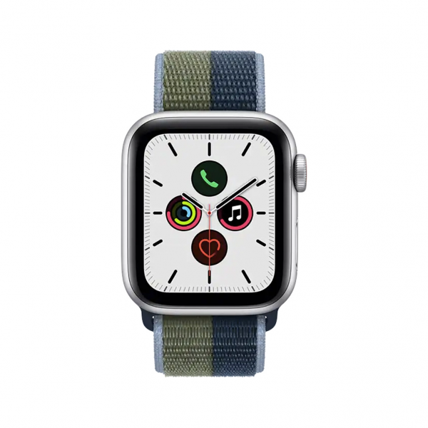 Apple Watch SE LTE 40mm Silver Aluminum Case With Abyss Blue Moss Green Sport Loop (MKQM3)