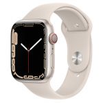 Apple Watch Series 7 LTE 45mm Starlight Aluminum Case with Starlight Sport Band (MKJ83)