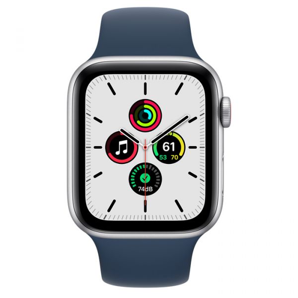 Apple Watch SE LTE 44mm Silver Aluminum Case With Abyss Blue Sport Band (MKRJ3)