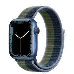 Apple Watch Series 7 GPS 41mm Blue Aluminum Case With Abyss Blue/Moss Green Sport Loop (MKNH3)