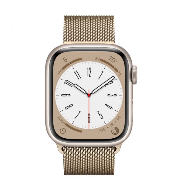Apple Watch Series 8 GPS 41mm Starlight Aluminium Case with Gold Milanese Loop (MNP63/ML733)
