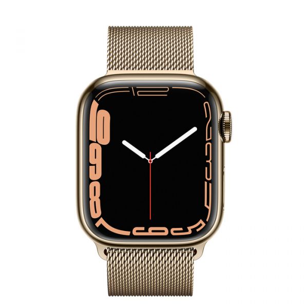 Apple Watch Series 7 LTE 41mm Gold Stainless Steel Case with Gold Milanese Loop (MKHH3/MKJ03)