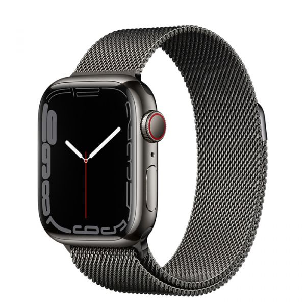 Apple Watch Series 7 LTE 41mm Graphite Stainless Steel Case with Graphite Milanese Loop (MKJ23)