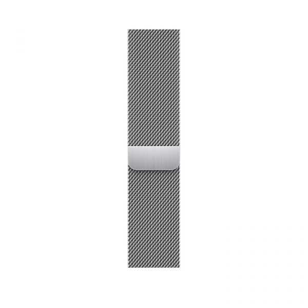 Apple Watch Series 7 LTE 45 mm Silver Stainless Steel Case with Silver Milanese Loop (MKJE3)