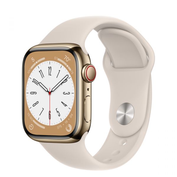 Apple Watch Series 8 GPS + Cellular 41mm Gold S. Steel Case w. Starlight S. Band (MNJC3)