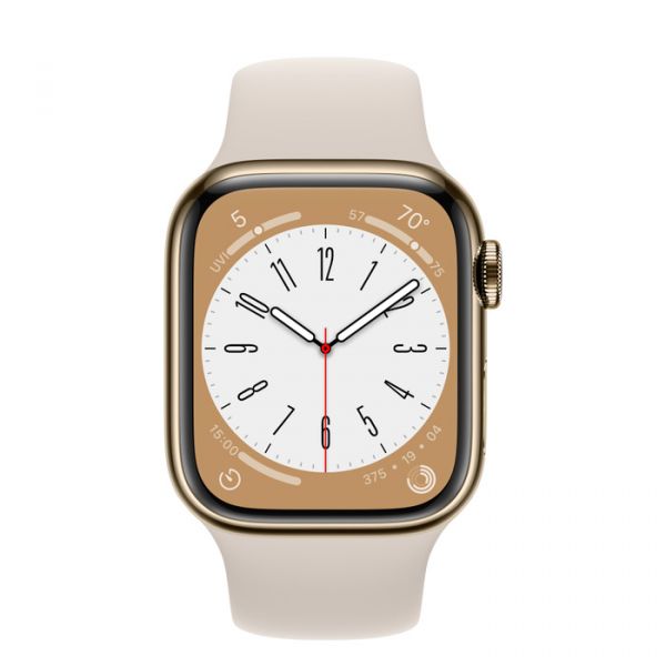 Apple Watch Series 8 GPS + Cellular 41mm Gold S. Steel Case w. Starlight S. Band (MNJC3)