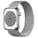 Apple Watch Series 8 45mm GPS + LTE Silver Stainless Steel Case with Silver Milanese Loop (MNKJ3)