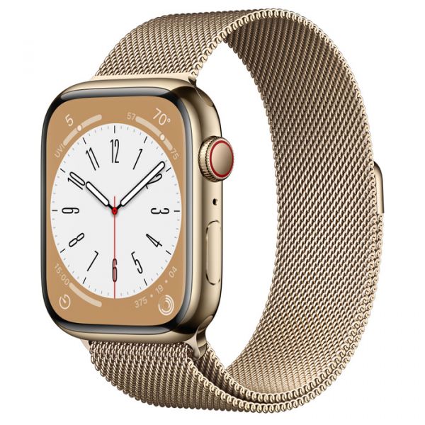 Apple Watch Series 8 LTE 45mm Gold S. Steel Case w. Milanese Loop Gold (MNKP3/MNKQ3)