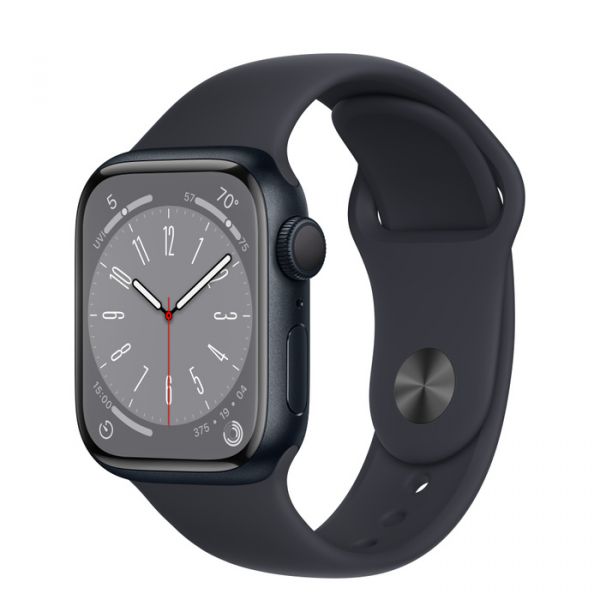 Apple Watch Series 8 GPS 41mm Midnight Aluminum Case w. Midnight Sport Band (MNP53/MNU73)
