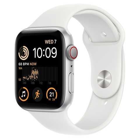Apple Watch SE 2 LTE 44mm Silver Aluminum Case with White Sport Band (MNQ23/MNU63)