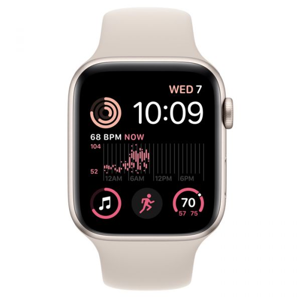 Apple Watch SE 2 GPS 44mm Starlight Aluminum Case with Starlight Sport Band S/M (MNJX3, MNTD3)