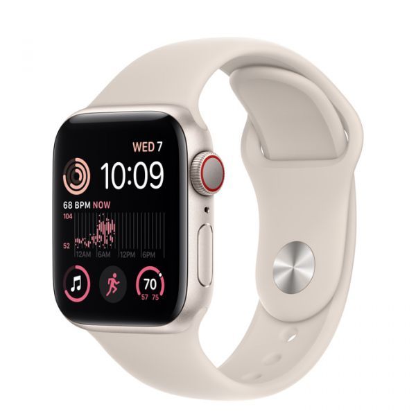 Apple Watch SE 2 LTE 40mm Starlight Aluminum Case w. Starlight Sport Band M/L (MNTL3)
