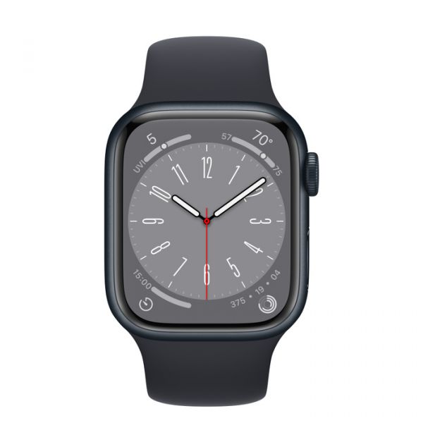 Apple Watch Series 8 GPS 41mm Midnight Aluminum Case with Midnight Sport Band - M/L (MNU83)