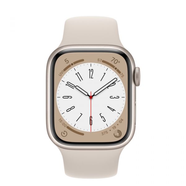 Apple Watch Series 8 GPS 41mm Starlight Aluminum Case with Starlight Sport Band M/L (MNUF3)