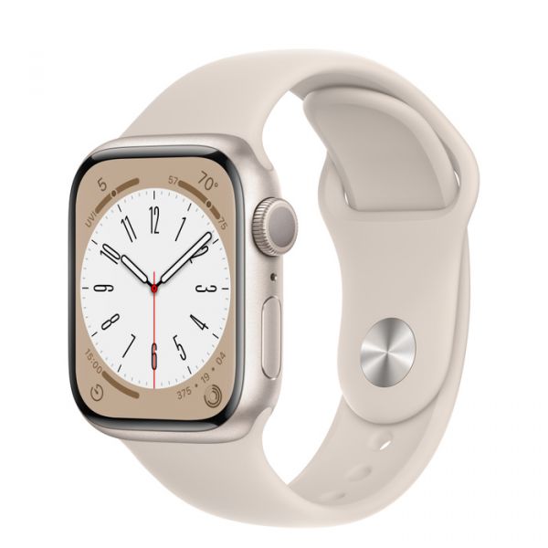 Apple Watch Series 8 GPS 41mm Starlight Aluminum Case with Starlight Sport Band M/L (MNUF3)