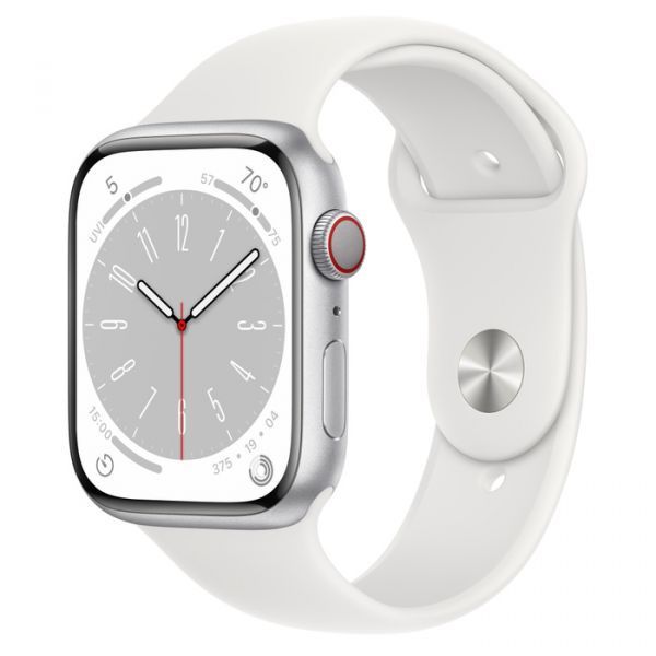 Apple Watch Series 8 LTE 41mm Silver Aluminum Case with White S. Band M/L (MP4F3)