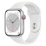 Apple Watch Series 8 GPS + Cellular 45mm Silver Aluminum Case with White S. Band (MP4J3)