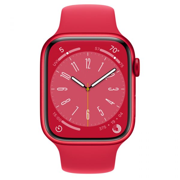 Apple Watch Series 8 GPS 45mm (PRODUCT) RED Aluminum Case with (PRODUCT) RED Sport B. - S/M (MNUR3)