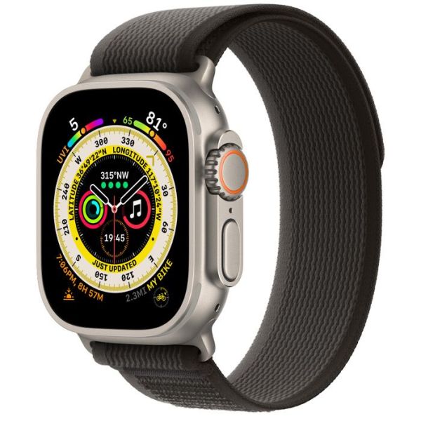 Apple Watch Ultra GPS + Cellular 49mm Titanium Case with Black/Gray Trail Loop - M/L (MQFH3)