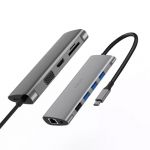 Адаптер WIWU Alpha [A11] 11in1 USB-C to USB-C+3xUSB3.0+USB2.0+SD/Micro SD+VGA+HDMI+RJ45+3.5mm (Grey)