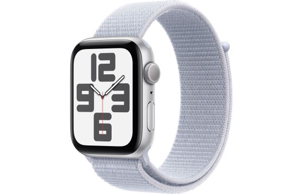 Apple Watch SE 2 GPS 44mm Silver Aluminium Case w. Blue Cloud Sport Loop (MXET3)