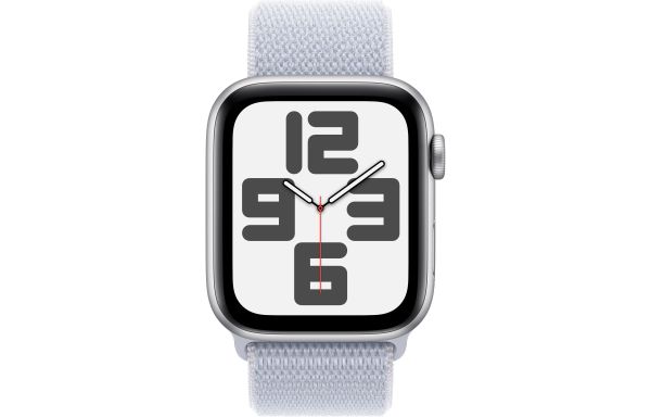Apple Watch SE 2 GPS 44mm Silver Aluminium Case w. Blue Cloud Sport Loop (MXET3)