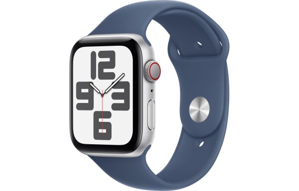 Apple Watch SE 2 LTE 44mm Silver Aluminium Case w. Denim Sport Band - S/M (MXG43/MXGP3)