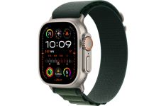 Apple Watch Ultra 2 LTE 49mm Natural Titanium Case with Dark Green Alpine Loop - Medium (MXMV3)