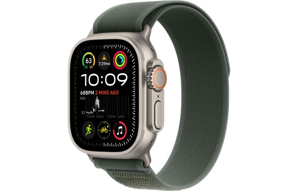 Apple Watch Ultra 2 LTE 49mm Natural Titanium Case with Green Trail Loop - M/L (MXTP3)