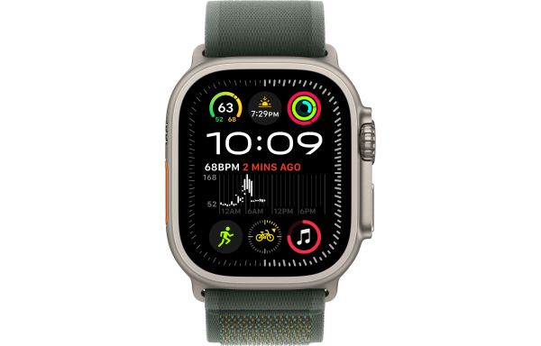 Apple Watch Ultra 2 LTE 49mm Natural Titanium Case with Green Trail Loop - M/L (MXTP3)