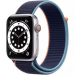 Apple Watch SE LTE 44mm Silver Aluminum Case with Deep Navy Sport Loop (MYEN2)