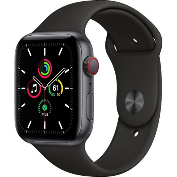 Apple Watch SE LTE  44mm Space Gray Aluminum Case with Black Sport Band (MYER2)