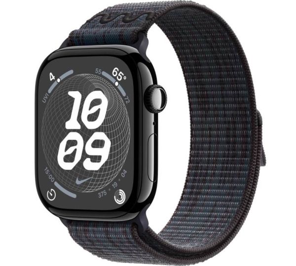 Apple Watch Series 10 GPS 46mm Jet Black Alu. Case w. BlackBlue Nike Sport Loop (MWX13+MYJD3)