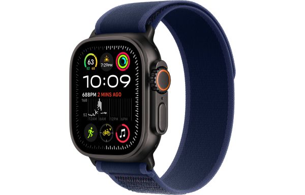 Apple Watch Ultra 2 LTE 49mm Black Titanium Case with Blue Trail Loop - S/M (MYQ73)