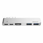 Переходник Baseus USB C+ Dual Type-C to USB3.0/HDMI/C HUB Converter Deep Space Grey (CAHUB-B0G)