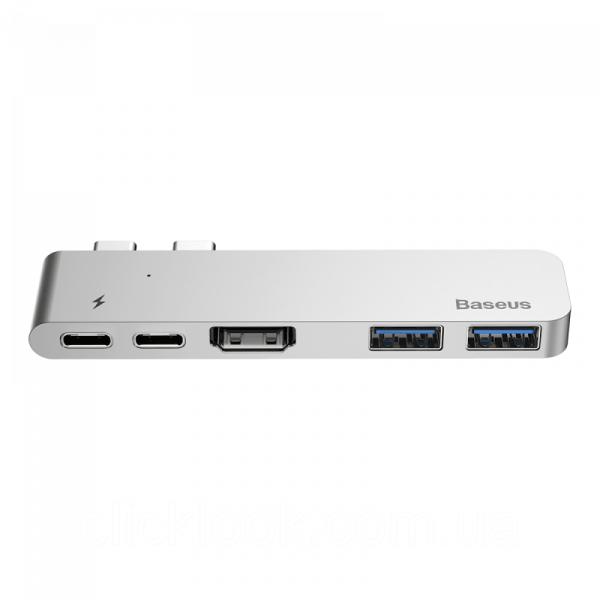 Переходник Baseus USB C+ Dual Type-C to USB3.0/HDMI/C HUB Converter Deep Space Grey (CAHUB-B0G)